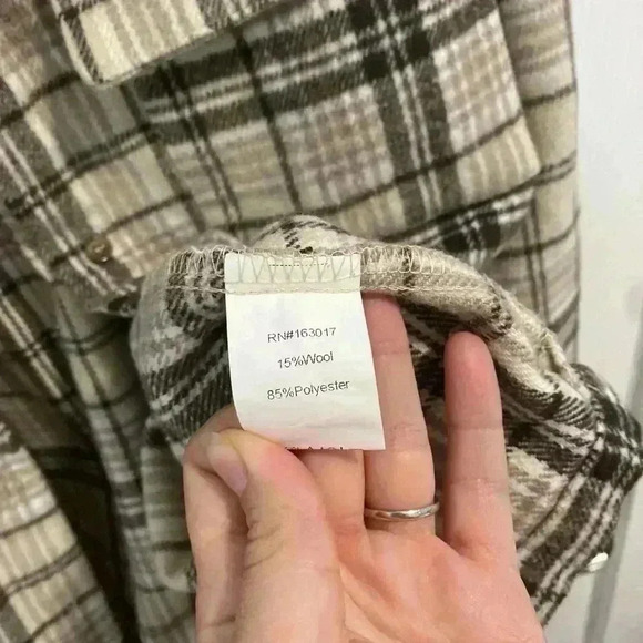 Princess Polly Plaid Flannel Shirt Shacket Sz 2 Brown Cream Layering Fall Staple - Picture 4 of 10
